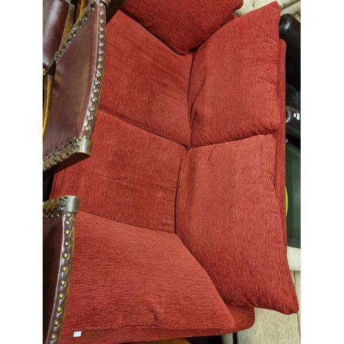 116 - 1 x red upholstery large 2 seater sofa