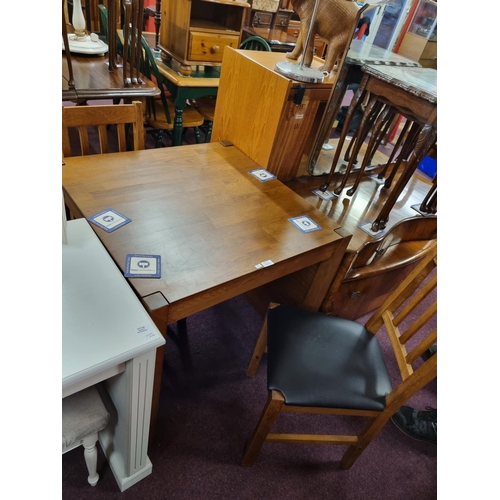 217 - 1x oak dining table and 2 chairs