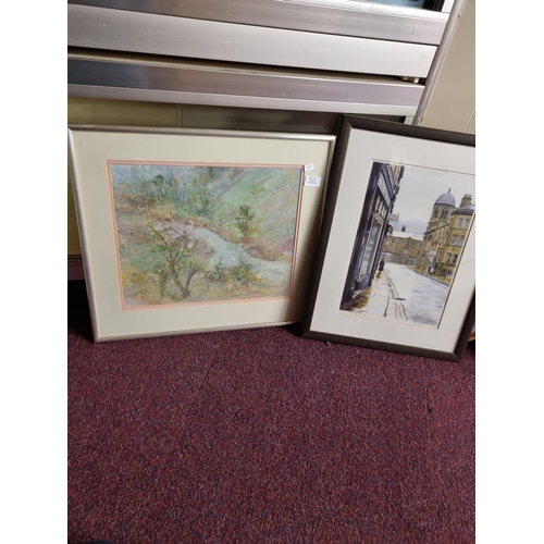 252 - 1 x pastel drawing by p solden 1x Ltd edition print sowerby bridge by s a hart