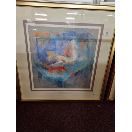 256 - 1 x framed Ltd edition print by artist sue malkin reclining nude