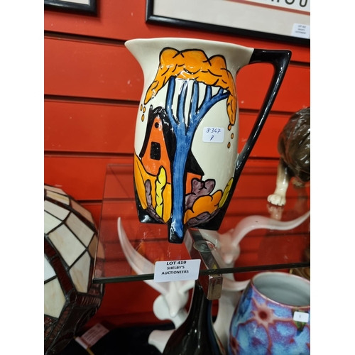 419 - 1x reproduction clarice cliff jug