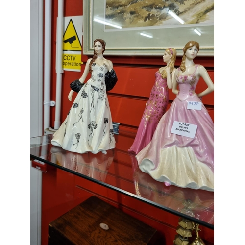 438 - 2x royal worster figurines and 1x coalport figurines