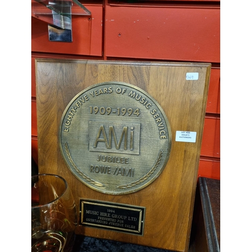 450 - AMI Jubilee music hire group ltd plaque