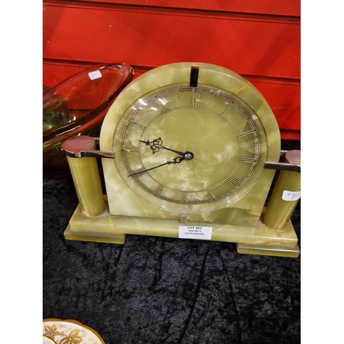 465 - 1x 1930s alabaster mantle clock