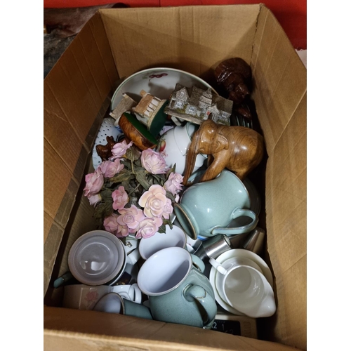 499 - 1x box misc potteryware etc some pieces denby potteryware