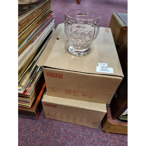 511 - 1x box of rastal crystal glasses with four rastal crystal glasses