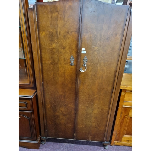 56 - Yatton vintage bur walnut veneer wardrobe