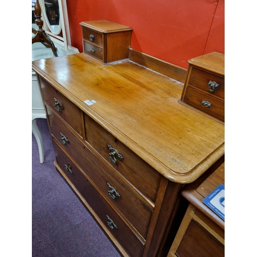 72 - Victorian Oak two over two chest of drawers dressing table