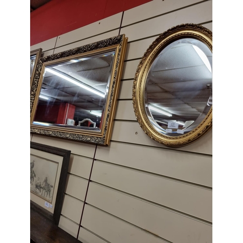 80 - 2x bevelled edge gilt framed hall mirrors