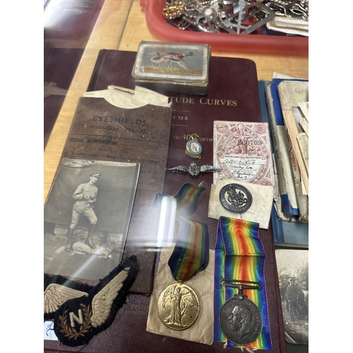 104 - royal lancashire regiment J. O Thick ww1 medals 25179 with emphemera related air force books etc