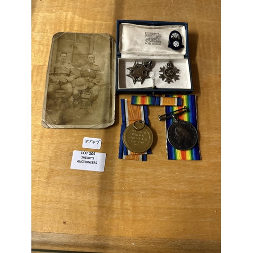 105 - ASC MC C Francis ww1 medals with 2 silver fobs etc