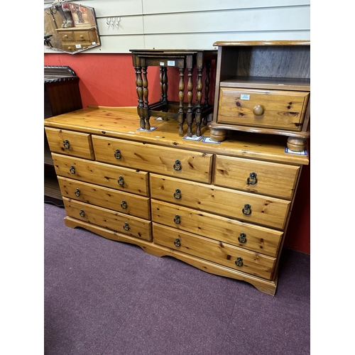 37 - 1x three over six pine chest of drawers