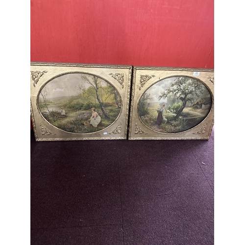 51 - pair of Edwardian framed countryside scene prints