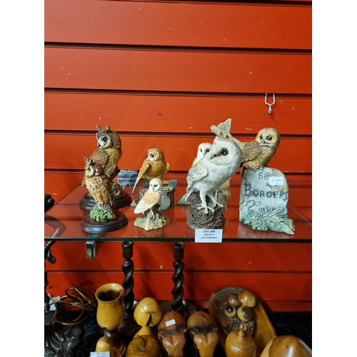 266 - 8x various border finearts and country artist owl figurines