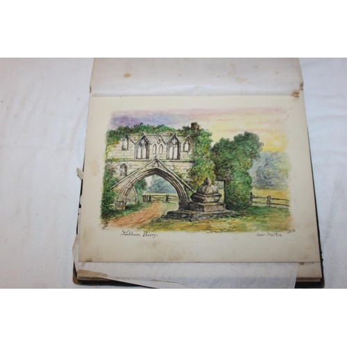 438 - 1x sketch pad with large amount of small watercolours the watercolours drawn in 1800s all signed by ... 