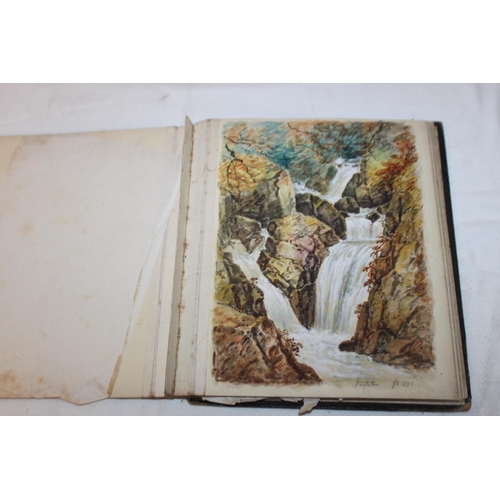 438 - 1x sketch pad with large amount of small watercolours the watercolours drawn in 1800s all signed by ... 