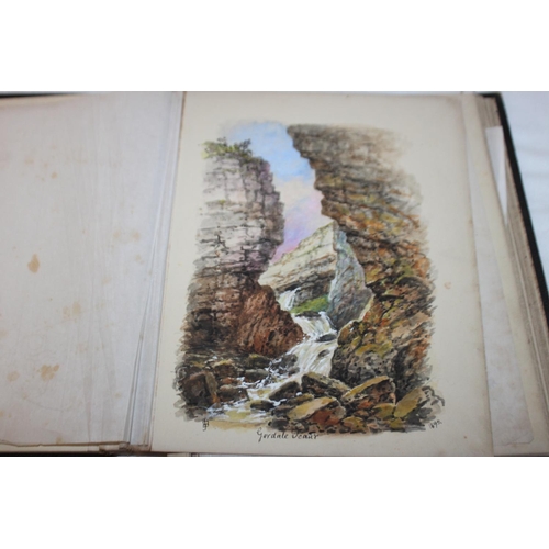 438 - 1x sketch pad with large amount of small watercolours the watercolours drawn in 1800s all signed by ... 