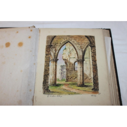 438 - 1x sketch pad with large amount of small watercolours the watercolours drawn in 1800s all signed by ... 