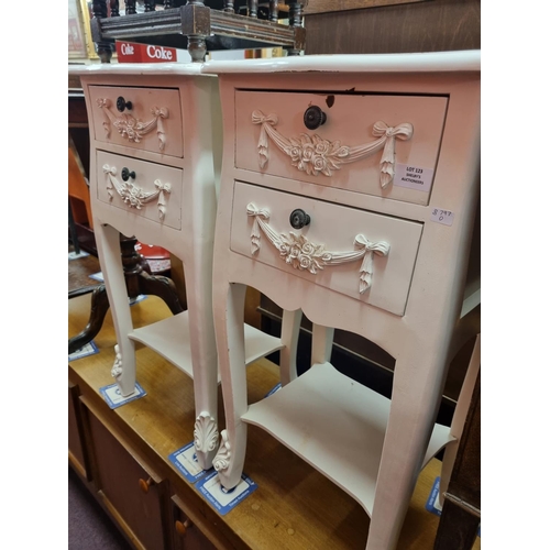 123 - 1x pair of painted bedside cabinets