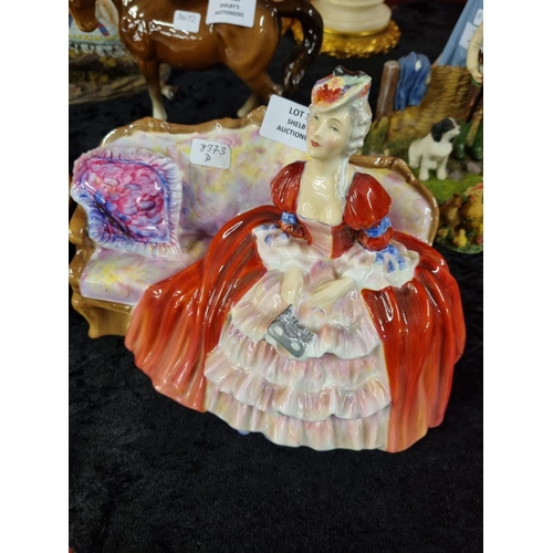 388 - 1x royal doulton belle o the ball figurine HN1997 (8inch long by 6 inch high) has a tiny chip on the... 