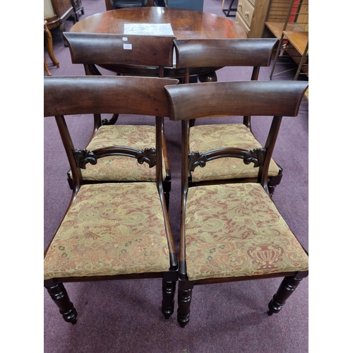 93 - 4x victorian mahogany dining room chairs carved back detail