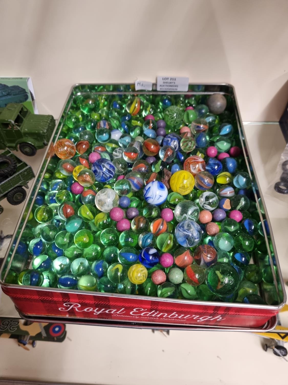 selection of marbles including some hand blown marbles