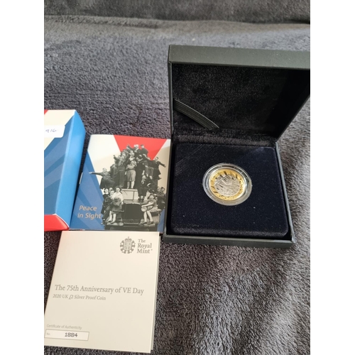 129 - ROYAL MINT 75TH ANNIVERSARY OF VE DAY 2020 £2 SILVER PROOF COIN