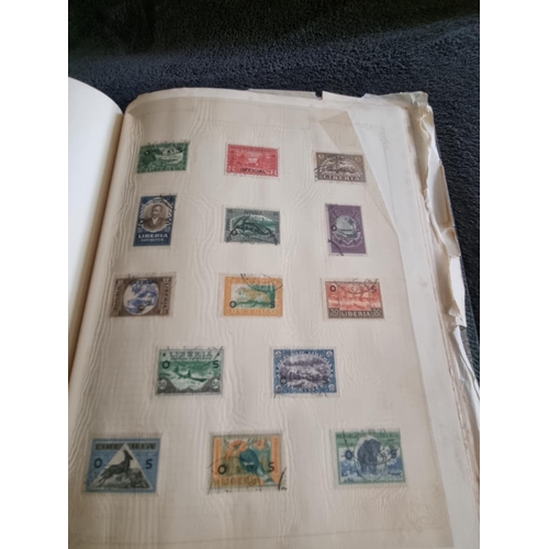 147 - 1 X STAMP ALBULM CONTAINING PERSIA STAMPS 1894 TO 1929 AND LIBERIA STAMPS 1921 TO 1936