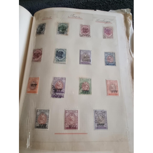 147 - 1 X STAMP ALBULM CONTAINING PERSIA STAMPS 1894 TO 1929 AND LIBERIA STAMPS 1921 TO 1936