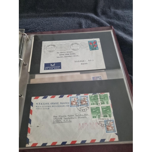 163 - ALBULM CONTAINING FIRST DAY COVERS AND FOREIGN USED STAMPS