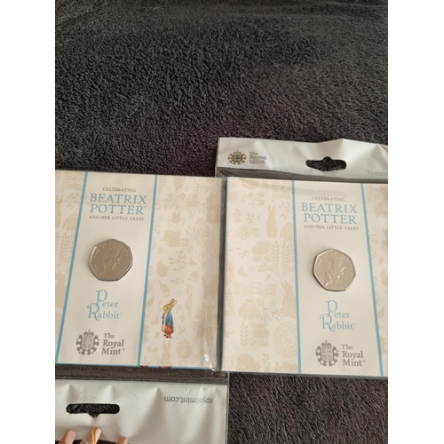 199 - 2 X ROYAL MINT BEATRIX POTTER 2017 UNCIRCULATED 50P COINS