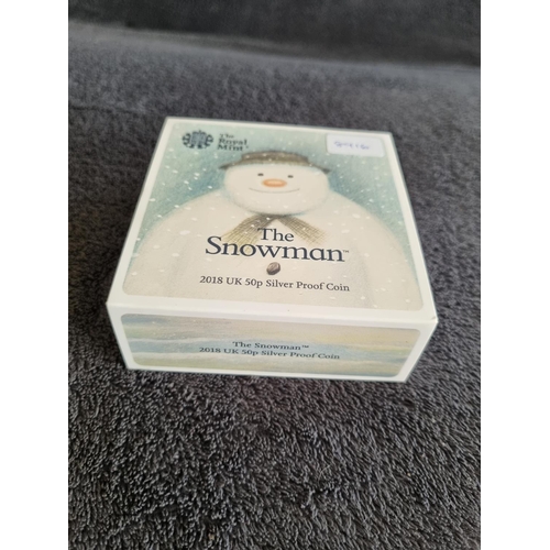 203 - ROYAL MINT 2018 SILVER PROOF 50P COIN THE SNOWMAN