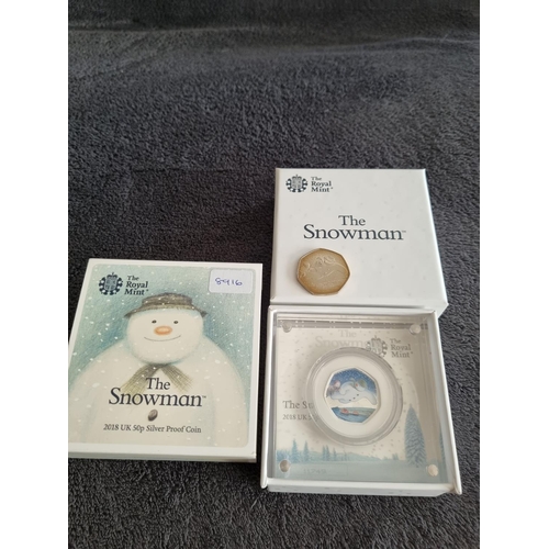 203 - ROYAL MINT 2018 SILVER PROOF 50P COIN THE SNOWMAN