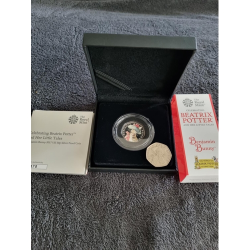 215 - ROYAL MINT BENJAMIN BUNNY 2107 UK 50P SILVER PROOF COIN