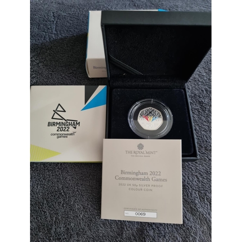 224 - ROYAL MINT COMMON WEATH GAMES 2022 BIRMINGHAM SILVER PROOF COLOUR COIN