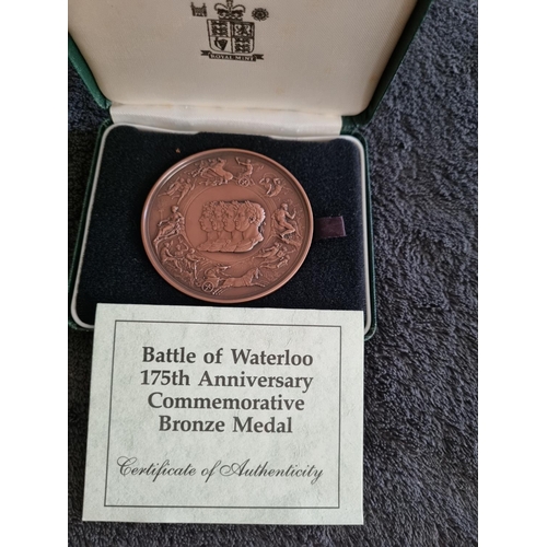 241 - ROYAL MINT BATTLE OF WATERLOO 175TH ANNIVERSARY COMMEMORATIVE BRONZE MEDAL