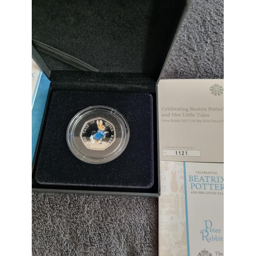 245 - ROYAL MINT BEATRIX POTTER PETER RABBIT 2017 50P SILVER PROOF COIN