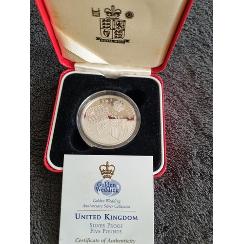 246 - ROYAL MINT GOLDEN WEDDING SILVER PROOF £5 COIN