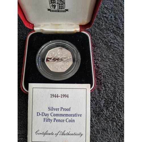 247 - ROYAL MINT 1994 SILVER PROOF D DAY COMMEMORATIVE FIFTY PENCE COIN