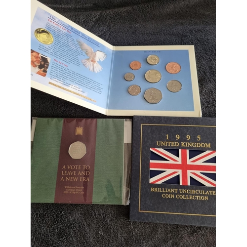 248 - ROYAL MINT A VOTE TO LEAVE A NEW ERA 50P WITH 1995 UNITED KINGDOM BRILLIANT UNCIRCULATED COLLECTION