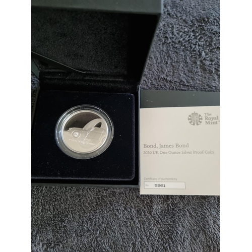 250 - ROYAL MINT 007 BOND JAMES BOND 2020 UK 1OZ SILVER PROOF COIN