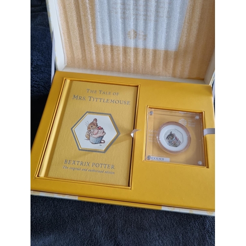 51 - ROYAL MINT BEATRIX POTTER THE TALE OF MRS TITTLEMOUSE LTD EDITION COIN AND GIFT BOX SILVER PROOF 50P