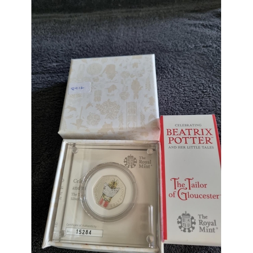 65 - ROYAL MINT BEATRIX POTTER THE TAILOR OF GLOUSTER 2018 UK SILVER 50P PROOF COIN