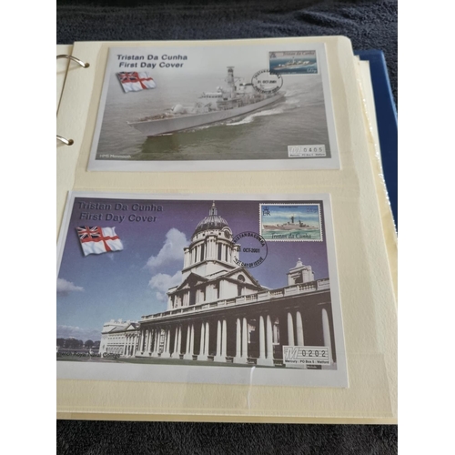 66 - 2 X ALBUMS CONTAINING HISTORY OF ROYAL NAVY FIRST DAY STAMP COVERS BY MERCURY