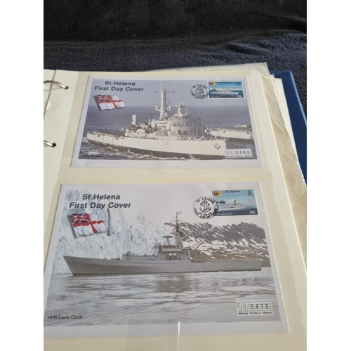 66 - 2 X ALBUMS CONTAINING HISTORY OF ROYAL NAVY FIRST DAY STAMP COVERS BY MERCURY