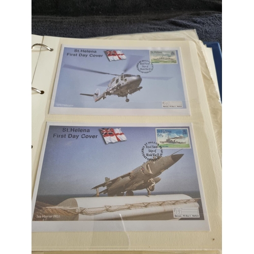 66 - 2 X ALBUMS CONTAINING HISTORY OF ROYAL NAVY FIRST DAY STAMP COVERS BY MERCURY