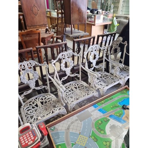 20 - 4 x white metal 1970s garden chairs