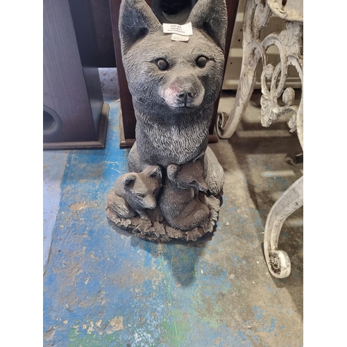 23 - 1 x large fox and cub garden ornament