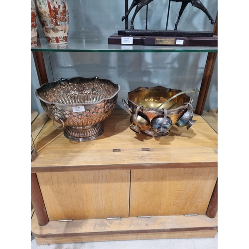 235 - 1 x victorian punch bowl with large plated ware fruit bowl