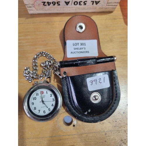 301 - 1 x swiss army quartz pocket watch with case